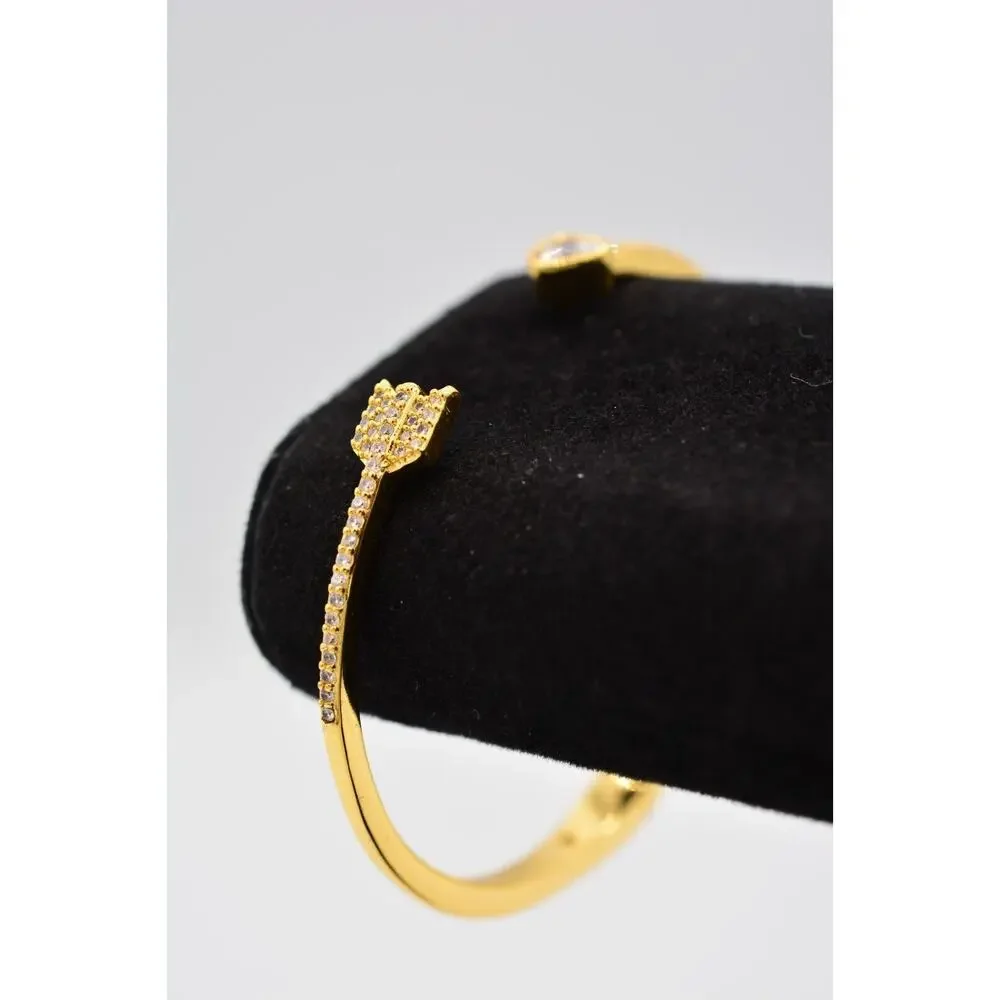 Kate Spade New York Floating Charm Bangle Bracelet Crystal Heart Arrow Gold Bin4